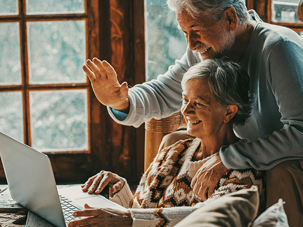 Video Call from Grandparents on Laptop in Winter